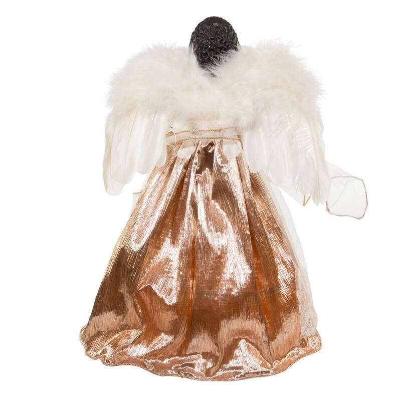 Kurt Adler 16-Inch White/Rose Gold Black Angel Tree Topper - Rose gold