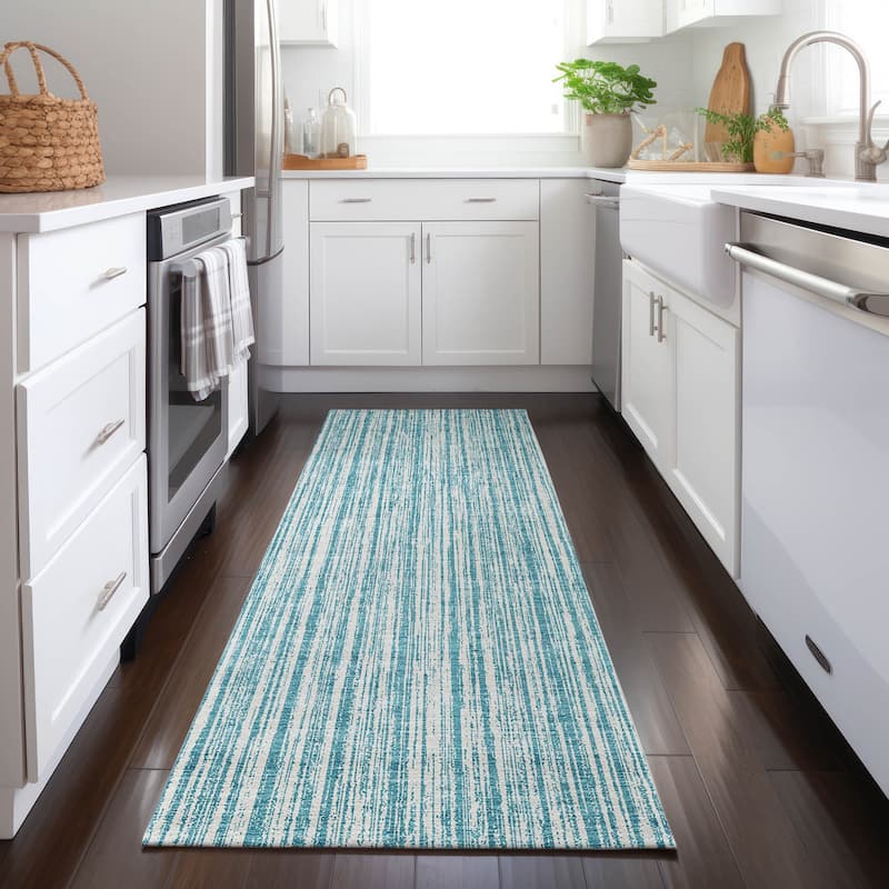 Machine Washable Indoor/ Outdoor Chantille Contemporary Striped Rug