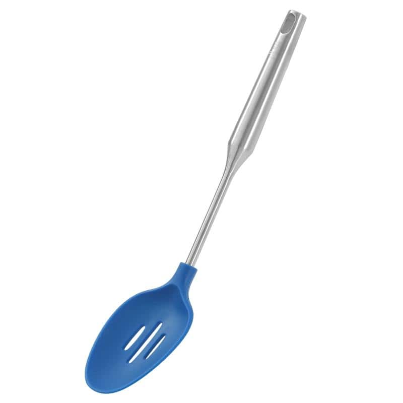 YBM Home Silicone Non-Stick Slotted Cooking Serving Spoons - Blue - Pack of 1