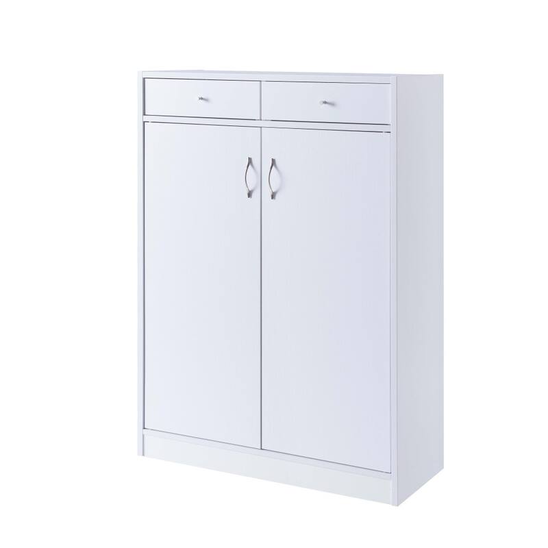 33 in.W 5-Tier Particle Board Shoe Cabinet with 2-Door and 2-Drawer