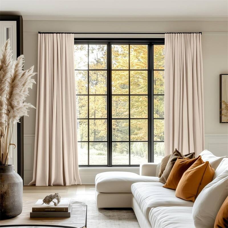 Oatmeal Sliding Door Curtains 100x84" Farmhouse