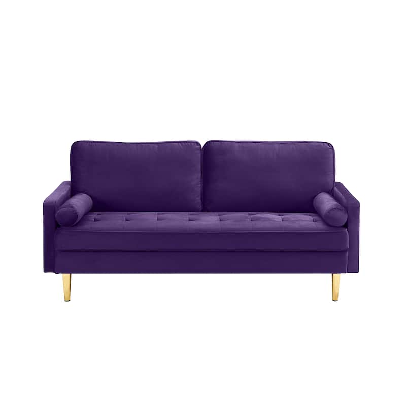 GDFStudio - Minimalist 65" Velvet Loveseat with Metal Legs