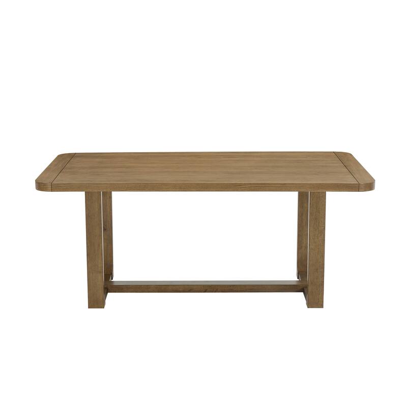 Roundhill Furniture Parker Dining Table, Trestle Base, Light Oak