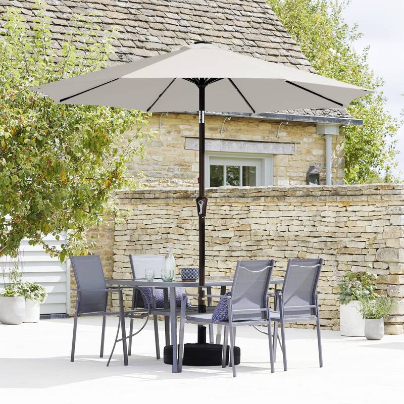 10ft Patio Market Umbrella with LED Lights,Crank & Tilt