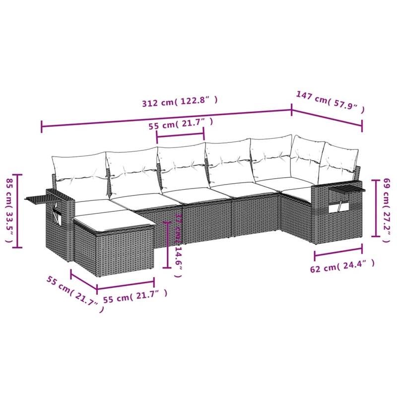 vidaXL Garden Sofa Set Black