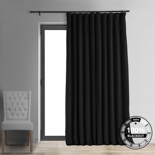 Exclusive Fabrics Signature Extra Wide Warm Black Velvet Blackout Curtain (1 Panel) - Luxurious Blackout Drapery