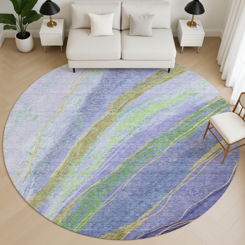 Premium Washable Super Soft Modern Flow Mayfield Rug - Purple - 8' x 8'
