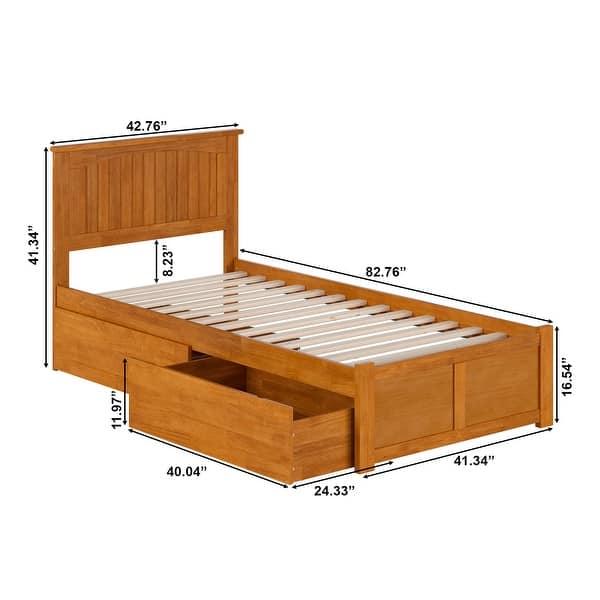 dimension image slide 10 of 11, Nantucket Platform Bed with Footboard and Storage Drawers