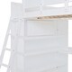preview thumbnail 13 of 32, Full Size Loft Bed with Desk, Storage Shelves and 2 Sliding Doors, Multifunctional Kids Bed Frame with Ladder and Guardrail