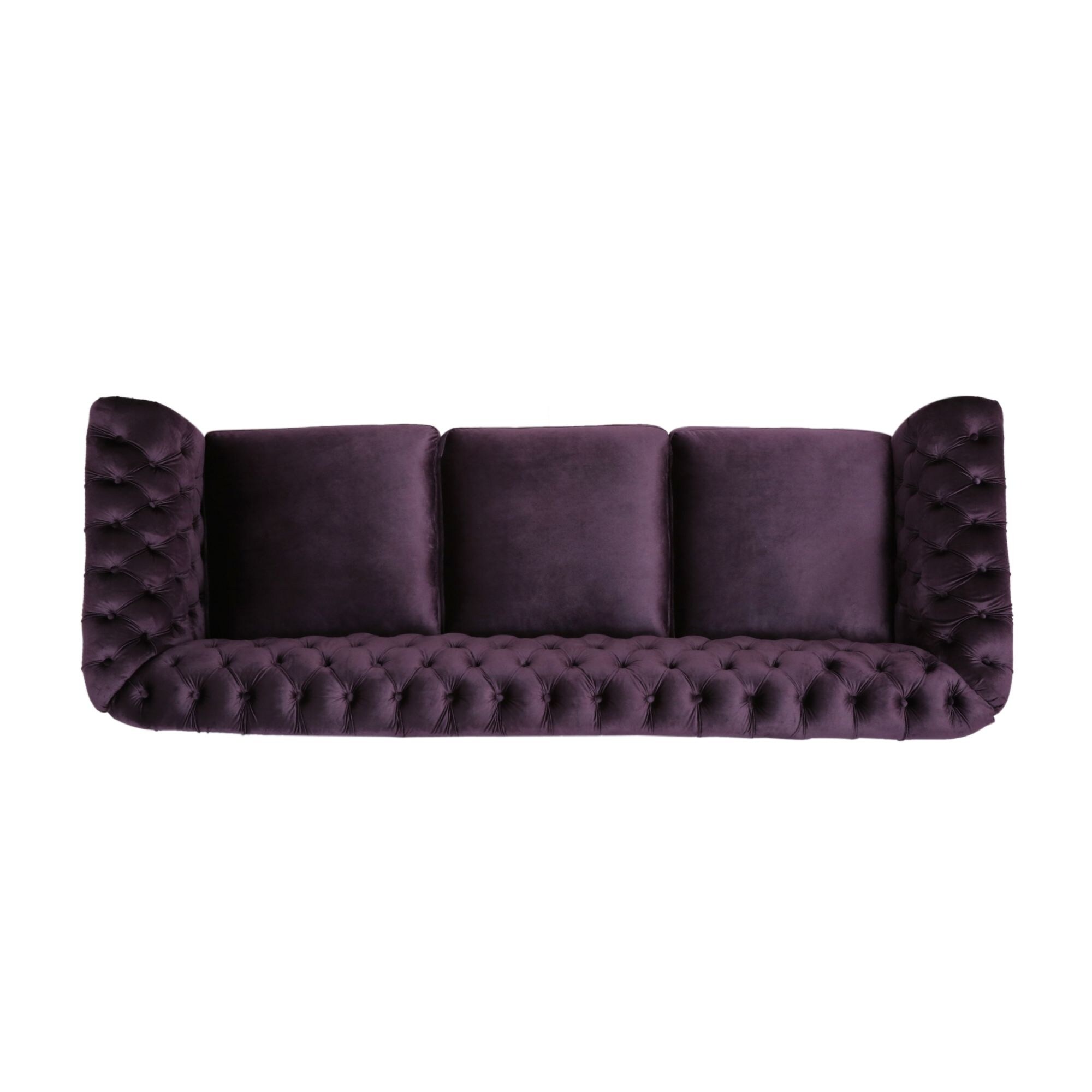 Luxurious 3-Seater Purple Velvet Sofa,Plush Comfort, and Durable