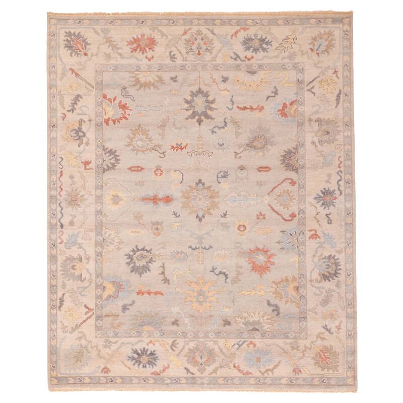 ECARPETGALLERY Hand-knotted Modern Oushak Light Grey Wool Rug - 8'2 x 9'10