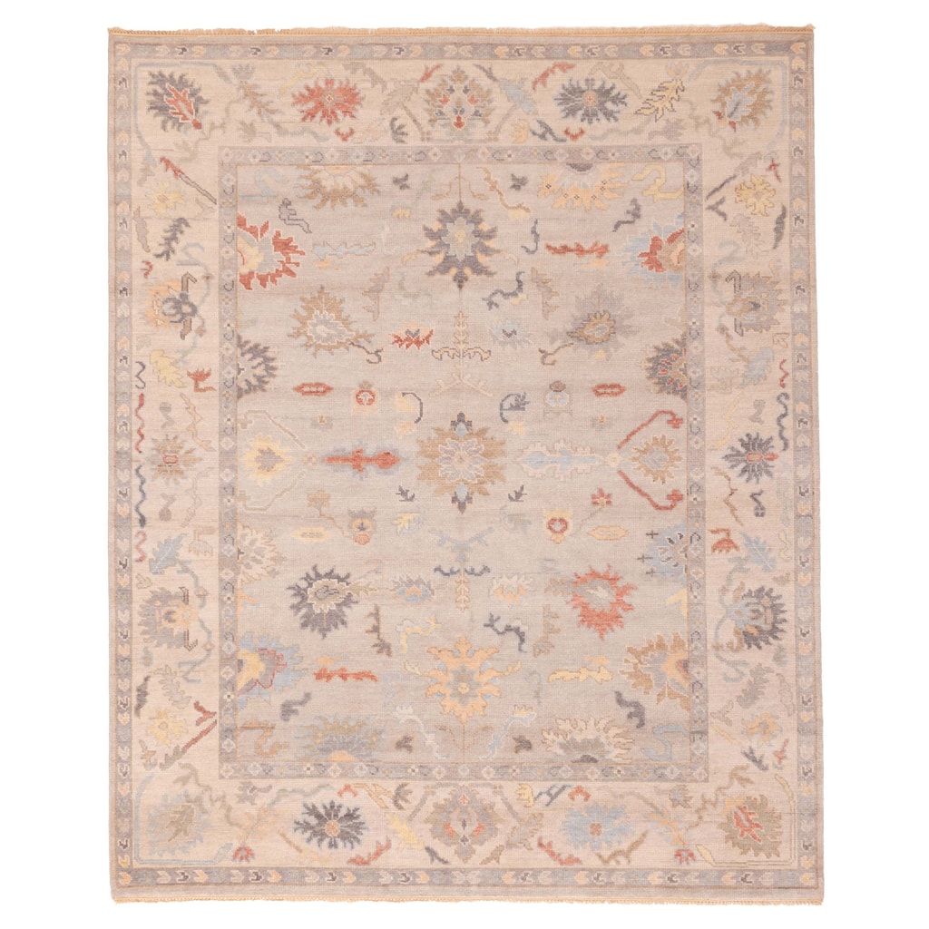 ECARPETGALLERY Hand-knotted Modern Oushak Light Grey Wool Rug - 8'2 x 9'10