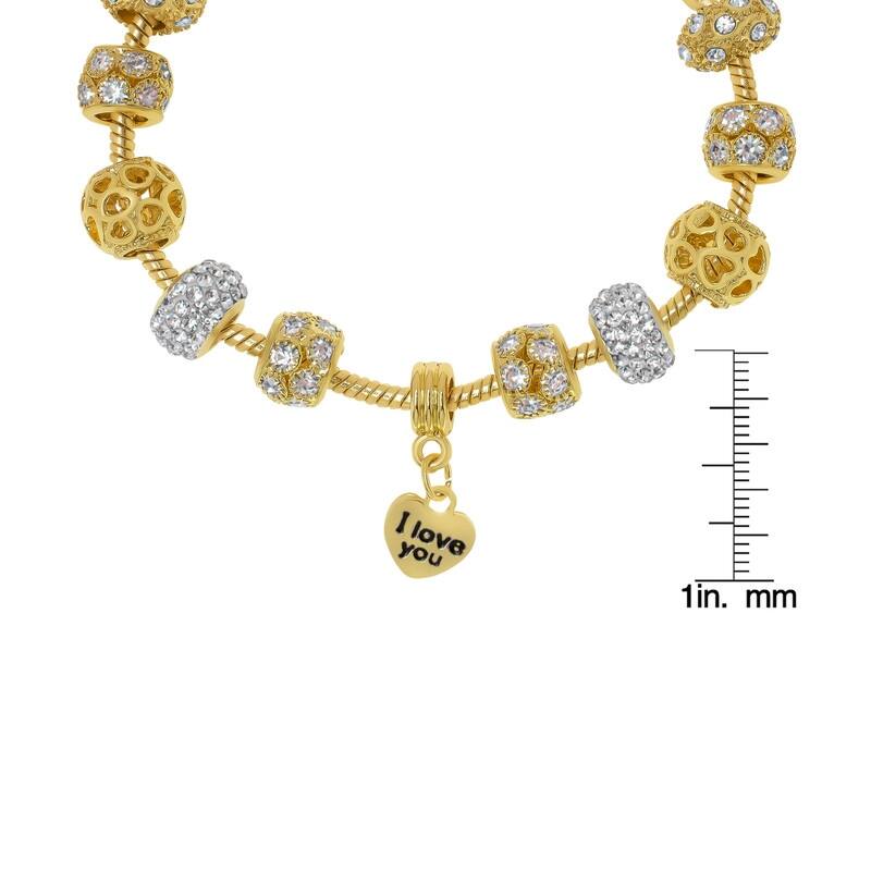 Victoria Townsend Gold Plated Heart Crystal Charm Bracelet