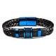 preview thumbnail 5 of 3, Color Plated Stainless Steel Distressed Black Leather Bracelet - 8.5"