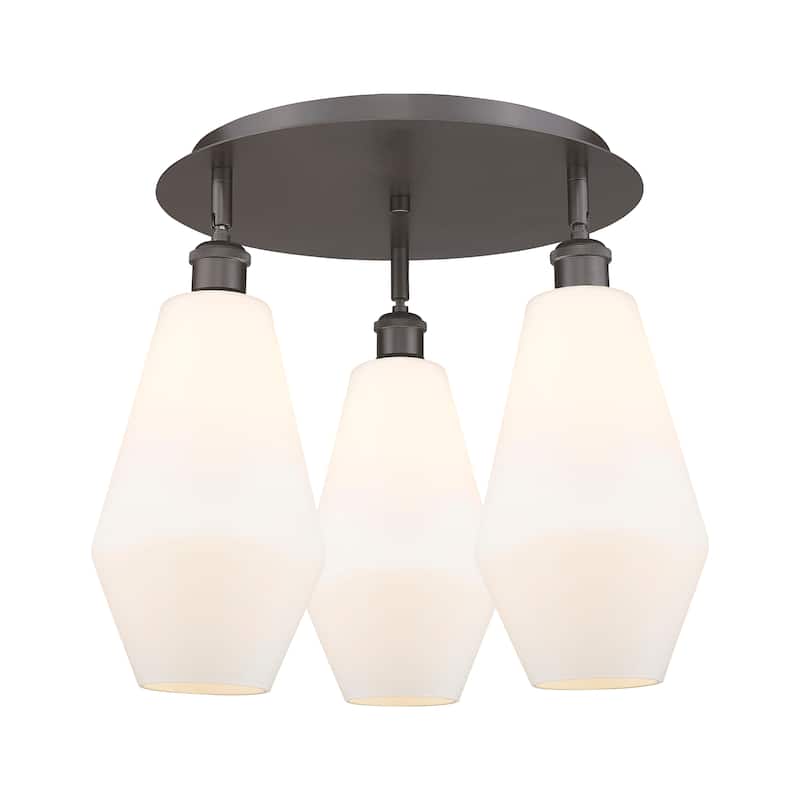 Innovations Lighting Cindyrella - 3 Light 19" Flush Mount - Cased Matte White/Oil Rubbed Bronze