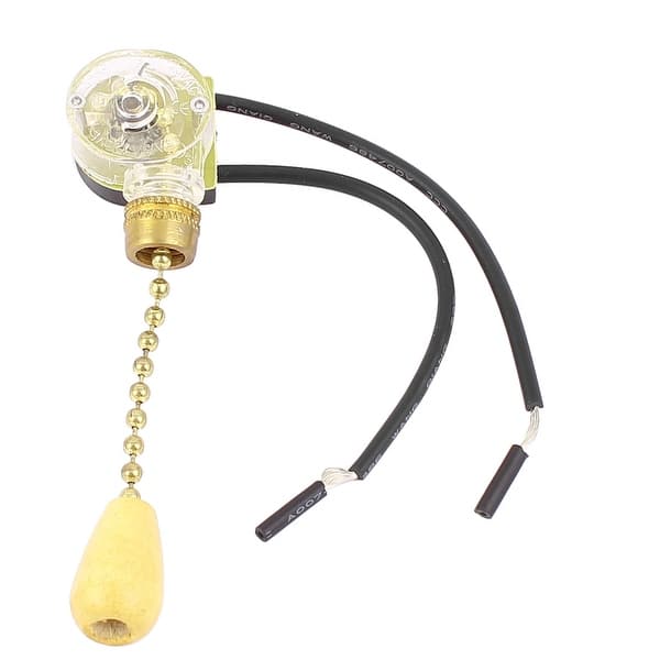 Ac 250v 3a 125v 6a 2 Wire Connector Ceiling Fan Pull Chain Switch Gold Tone