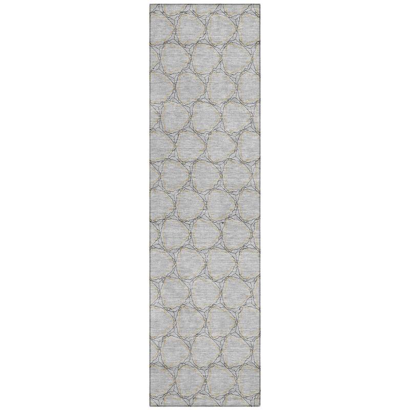 Machine Washable Indoor/ Outdoor Abstract Trellis Chantille Rug