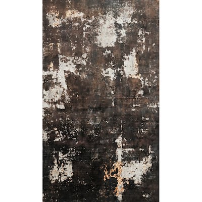 Hand Knotted Oriental Viscose Silk Carpet Modern All-Over Brown Abstract Area Rug - 7' 11'' X 4' 10''