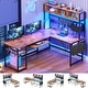 preview thumbnail 19 of 68, L Shaped Gaming Desk Computer Desk Corner Desk Pegboard Power Outlet  57.5"W - Brown