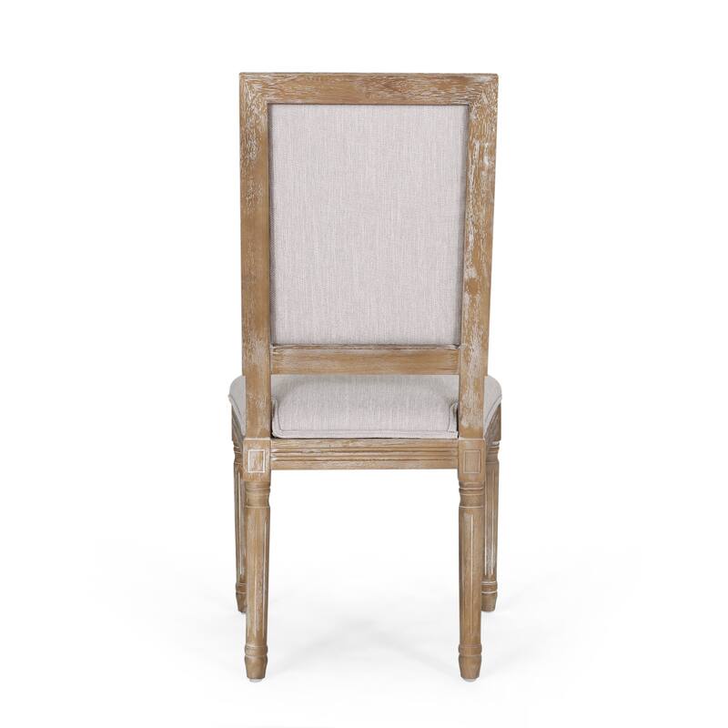 Country Dining Chairs Set of 2, Living Room Dining Chairs with Rectangle Rattan Back, Solid Wood Legs, French Bistro Chairs