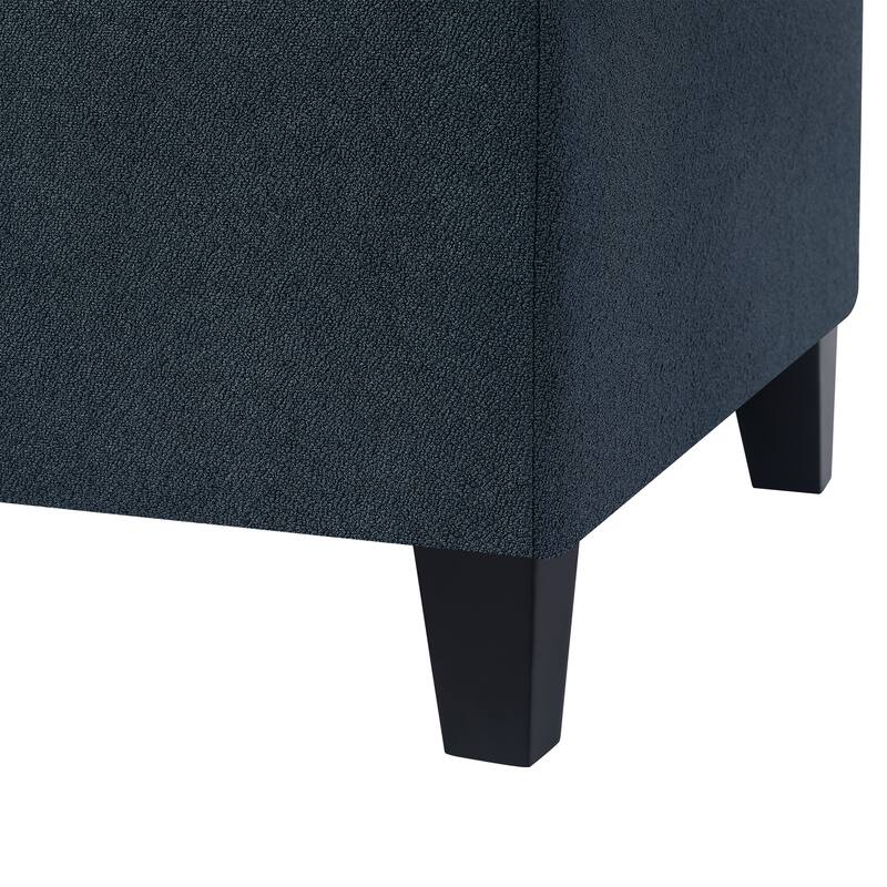 Adeco Linen Rectangle Storage Ottoman for Living Room Bedroom