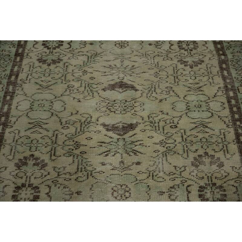 Hand Knotted Oriental 100% Wool Carpet Transitional Floral Green Anatolian Area Rug - 9' 4'' X 5' 2''