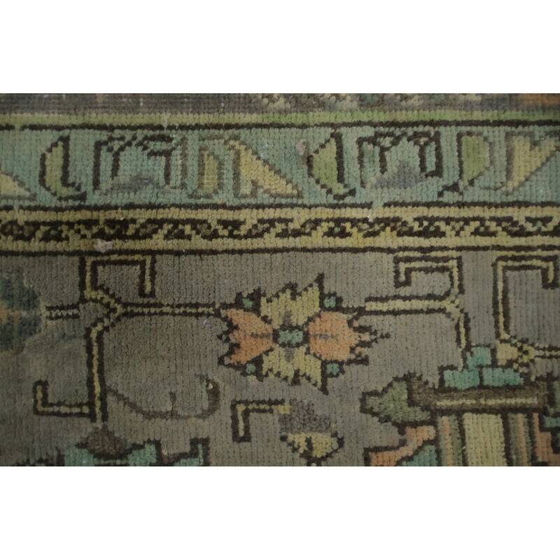 Hand Knotted Oriental 100% Wool Carpet Traditional Medallion Greys & Charcoal Tabriz Area Rug - 11' 2'' X 7' 7''