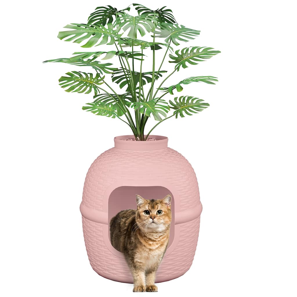 Hidden Litter Box with Faux Plant, Large Cat Litter Box