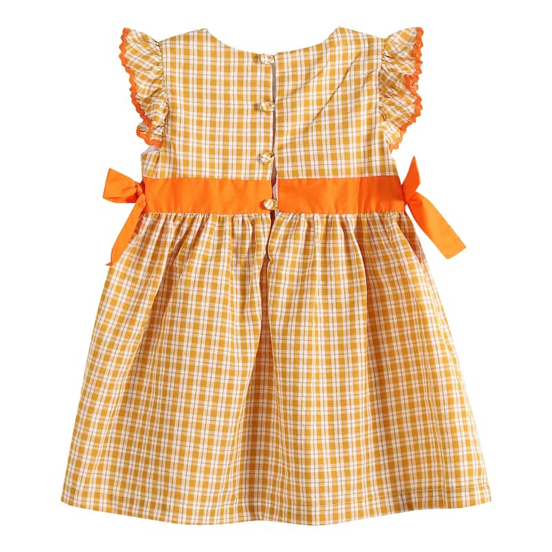 Lil Cactus Orange Pinstripe Ruffle Pumpkin Bow Dress