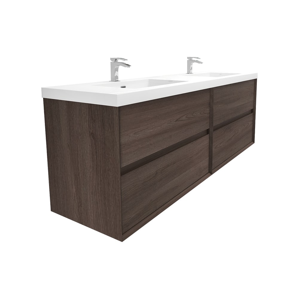 Selina 72" Wall Mounted Vanity with Double Sink - 72
