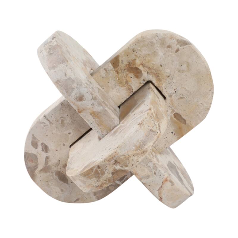 Stone Marble Decorative Object Interlocking Sculptural Form Accent