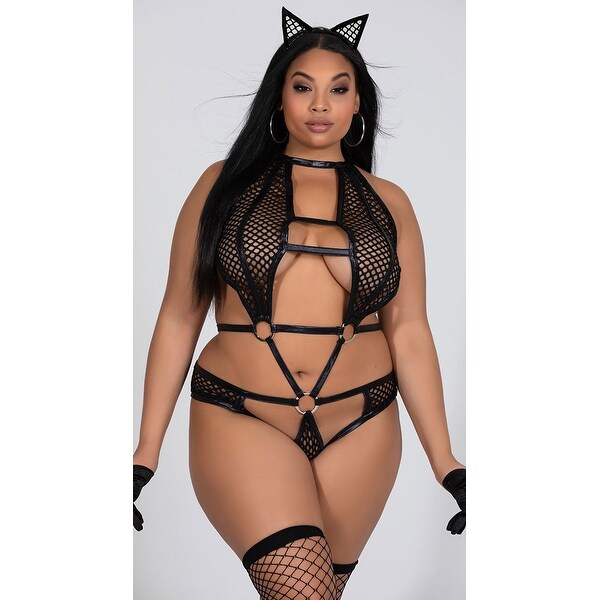 Plus Size Frisky Kitty Bodysuit - Black. Opens flyout.