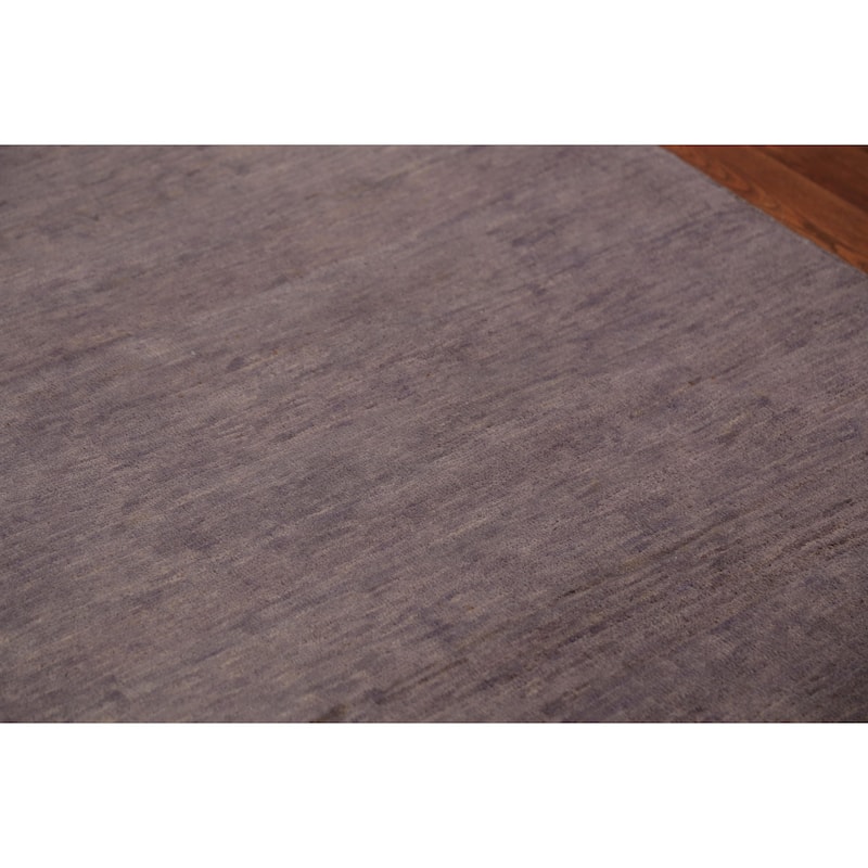 Modern Gabbeh Oriental Area Rug Hand-Knotted Grey Wool Carpet - 4'11" x 6'3"