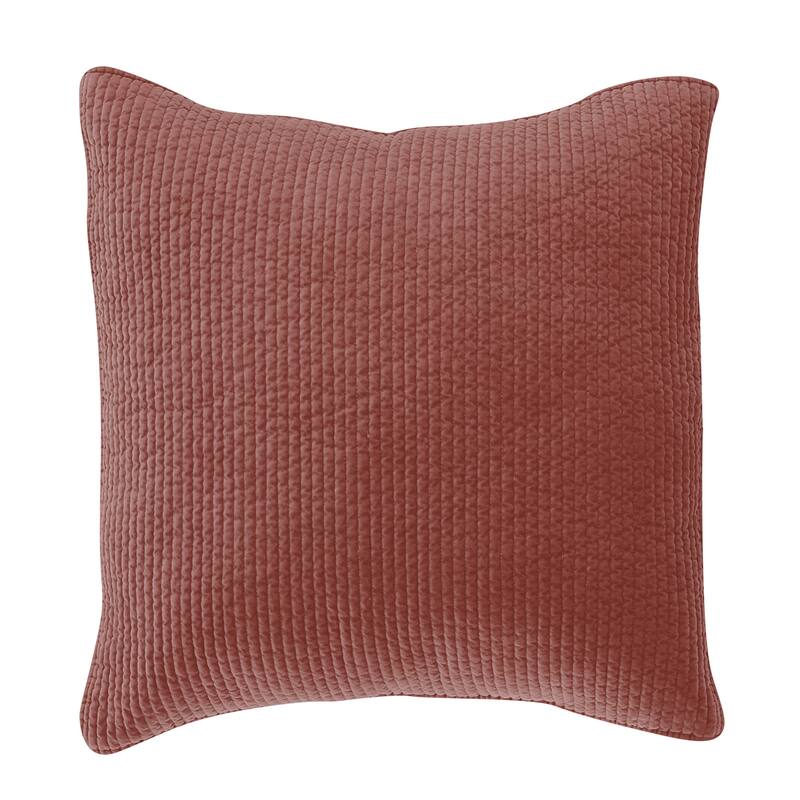 HiEnd Accents Stonewashed Cotton Velvet Quilted Euro Sham, 27" x 27", 1PC - Salmon