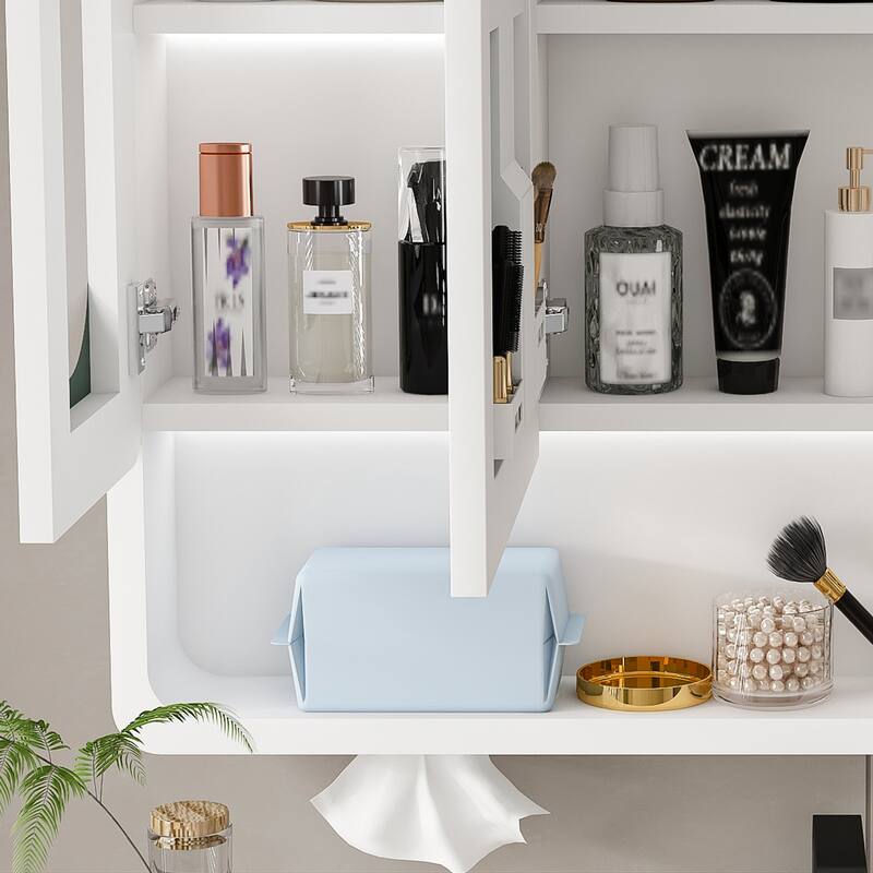 Wall Mounted Bathroom Mirror Cabinet with LED Lights, Anti-Fog & Explosion-Proof, Touch Control Medicine Cabinet