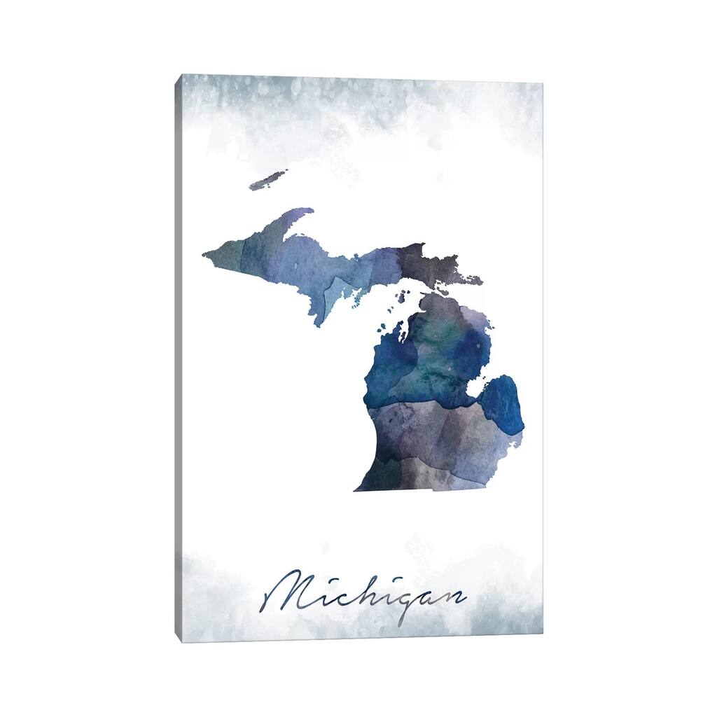 iCanvas "Michigan State Bluish" by WallDecorAddict Canvas Print
