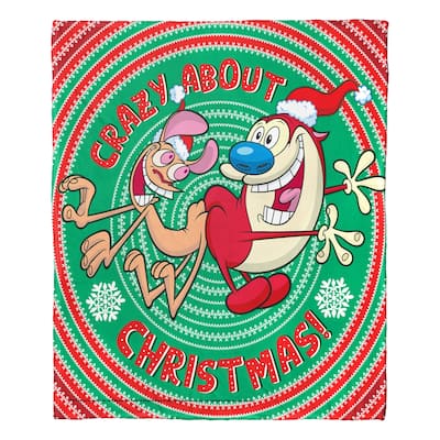 Nickelodeon Nick Rewind Ren and Stimpy Crazy about Christmas Silk Touch Throw Blanket