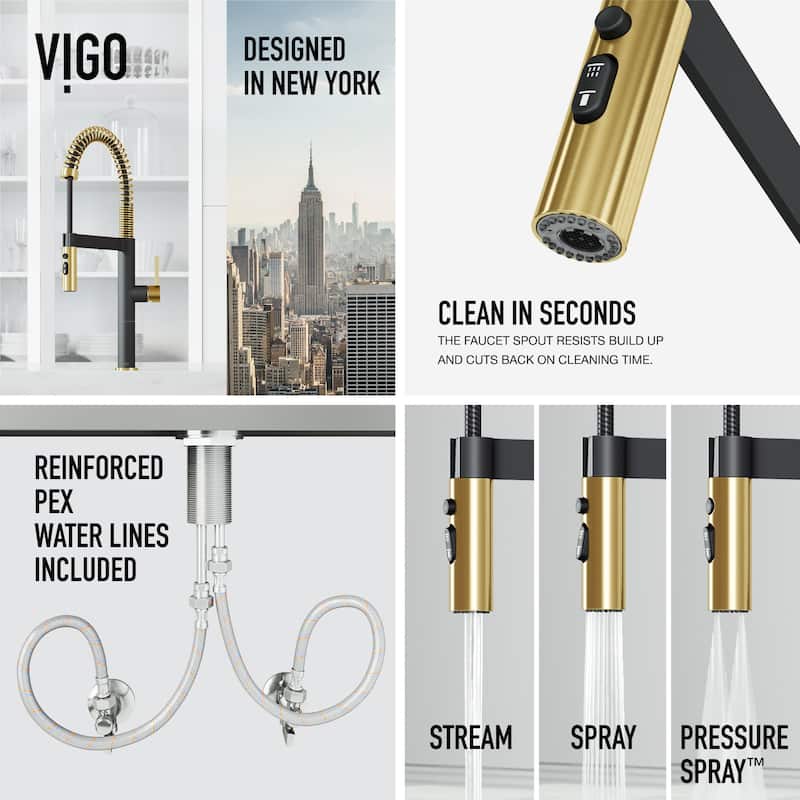 VIGO Edison Pro 20" H Single Handle Pull-Down Sprayer Kitchen Faucet