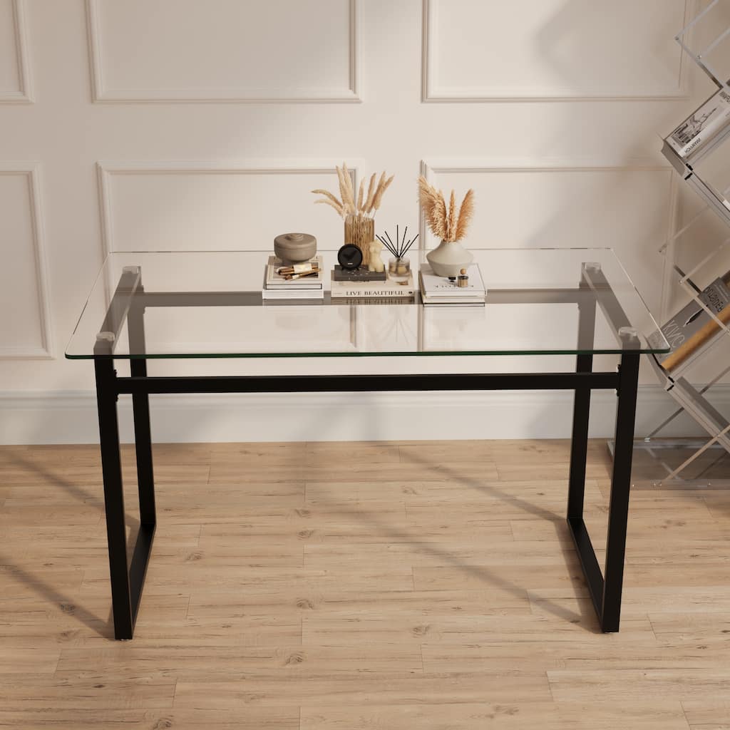 Modern Minimalist Rectangular Glass Dining Table