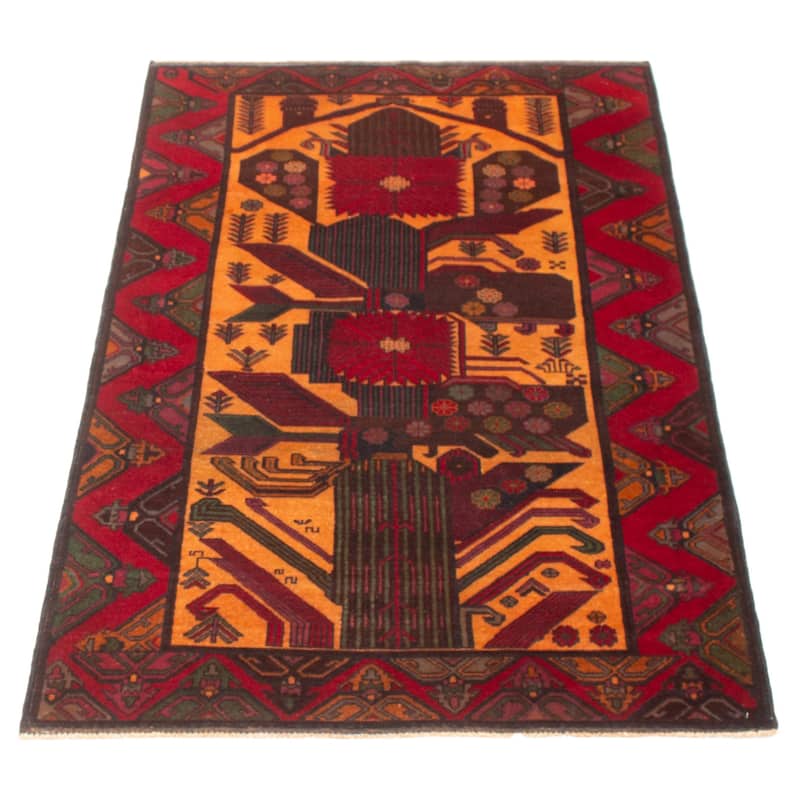 ECARPETGALLERY Hand-knotted Baluch Burnt Orange Wool Rug - 3'8 x 6'8