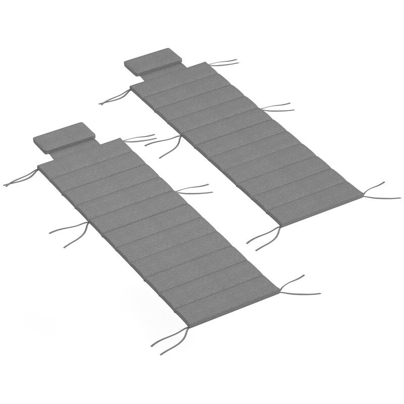2-Piece Patio Chair Cushions with Foam Padding UV Protection and Slip-Resistant Ties - 80" L x 26" W x 1.2" D - Charcoal Grey 
