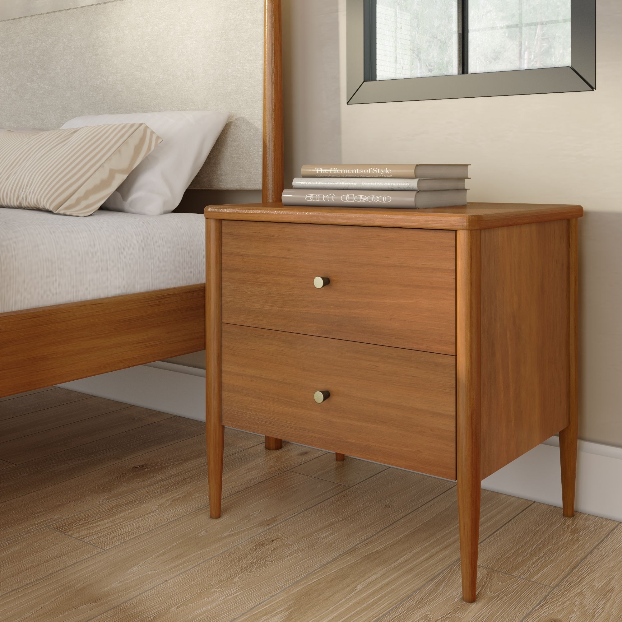 Harbor 2-drawer Wood Nightstand with Metal Knobs