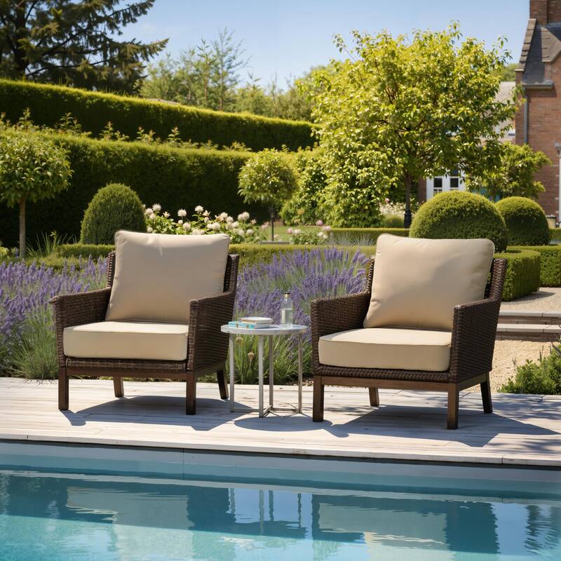 24''Wx24''Dx5.5''in T Outdoor Indoor Patio Premium Fabric Seat Cushions Set (Seat & Back)