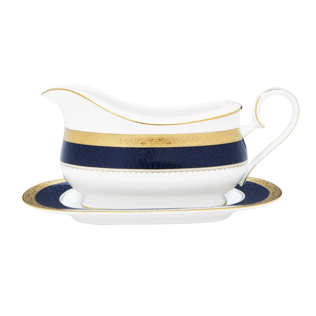Odessa Cobalt Gold Gravy With Tray (2 Pieces), 21.50 oz.