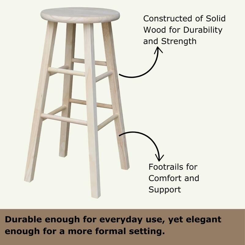 International Concepts Unfinished Round Top Stool