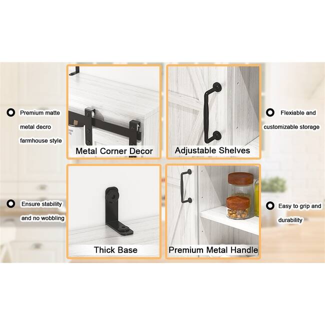 3-Tier Wood Wall Storage Cabinet with 2 Sliding Barn Door