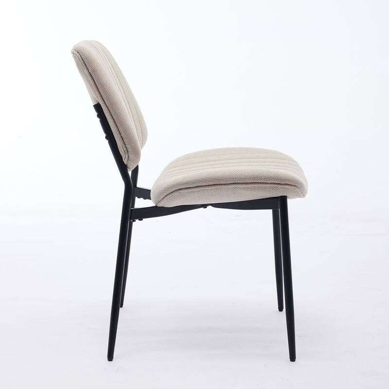 Retro Linen Dining Chairs Set of 2, Bentwood Back with Metal Legs