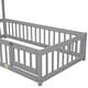 preview thumbnail 37 of 109, Twin/Full Montessori Toddler Floor Bed Frame, Modern House-Shaped Bed Frame with Fence and Full-Length Guardrails for Girls Boys