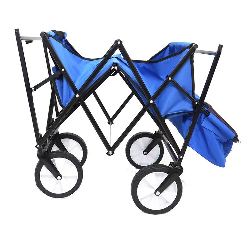 Collapsible Folding Wagon Cart, Garden Shopping Beach Cart Foldable Wagon with Umbrella, 150 lbs Capacity