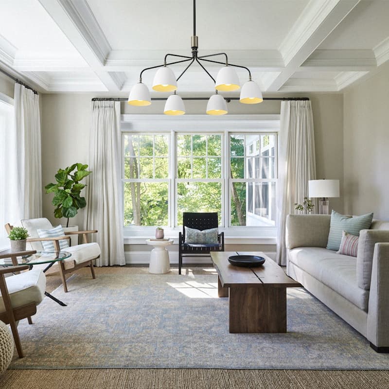 Modern Farmhouse 6-Light Curved Arm Metal Chandelier